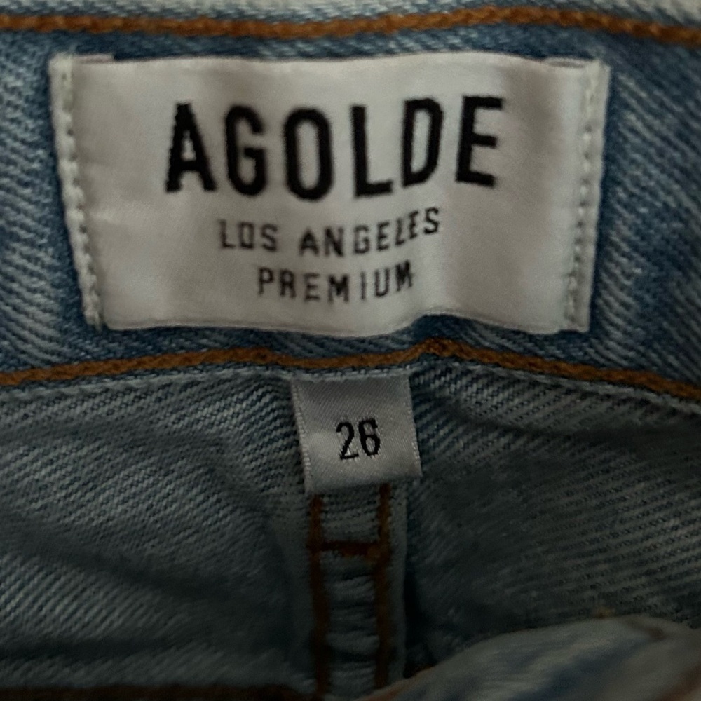 Agolde Dee Short in Digit Button Fly Distressed Hem Denim Jean Shorts Size 26 - Picture 7 of 10